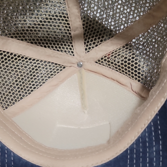 Rooster Embroidered Tan and Blue Trucker's Hat Cap - Picture 7 of 8